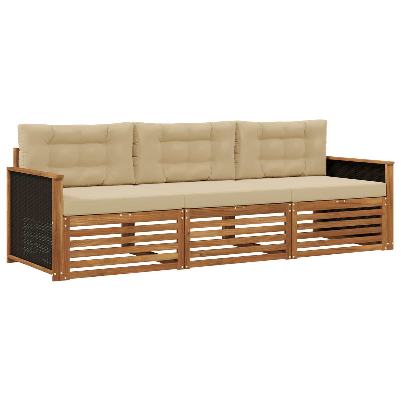 Set di divani da esterno 3 pcs Naturale e Beige Poliestere | homemem39