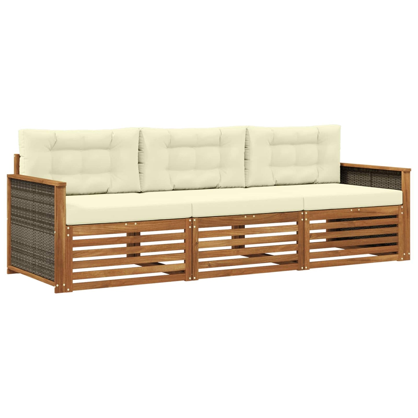 Set di divani da esterno con cuscino 3 pcs Naturale e Crema