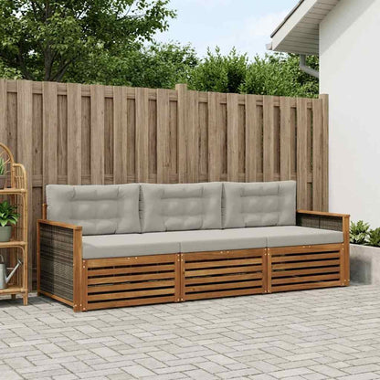 Set di divani da esterno 3 pcs Naturale e Grigio Chiaro