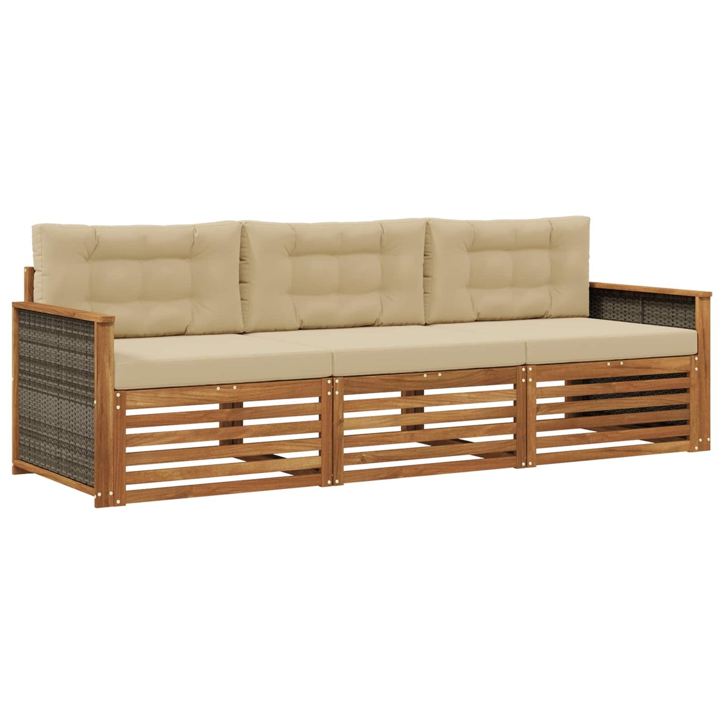 Set di divani da esterno con cuscino 3 pcs Naturale e Beige | homemem39
