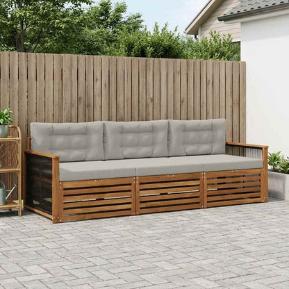 Set di divani da esterno 3 pcs Naturale e Grigio Chiaro | homemem39