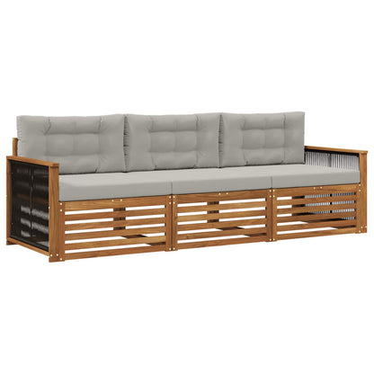 Set di divani da esterno 3 pcs Naturale e Grigio Chiaro | homemem39