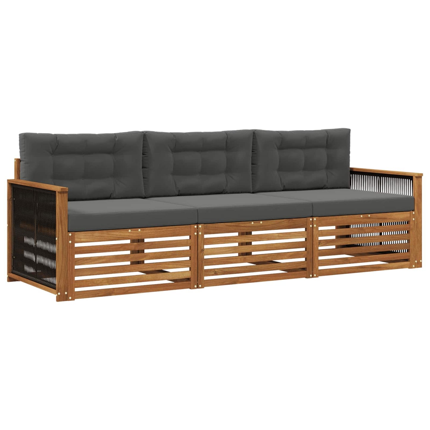 Set di divani da esterno con cuscino 3 pcs Naturale e Antracite