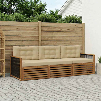 Set di divani da esterno con cuscino 3 pcs Naturale e Beige