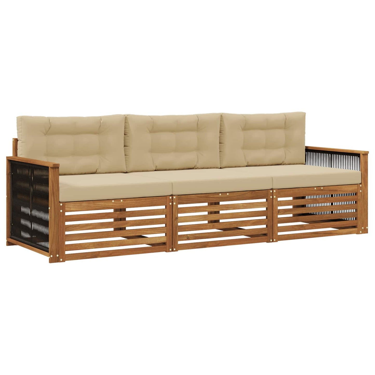 Set di divani da esterno con cuscino 3 pcs Naturale e Beige