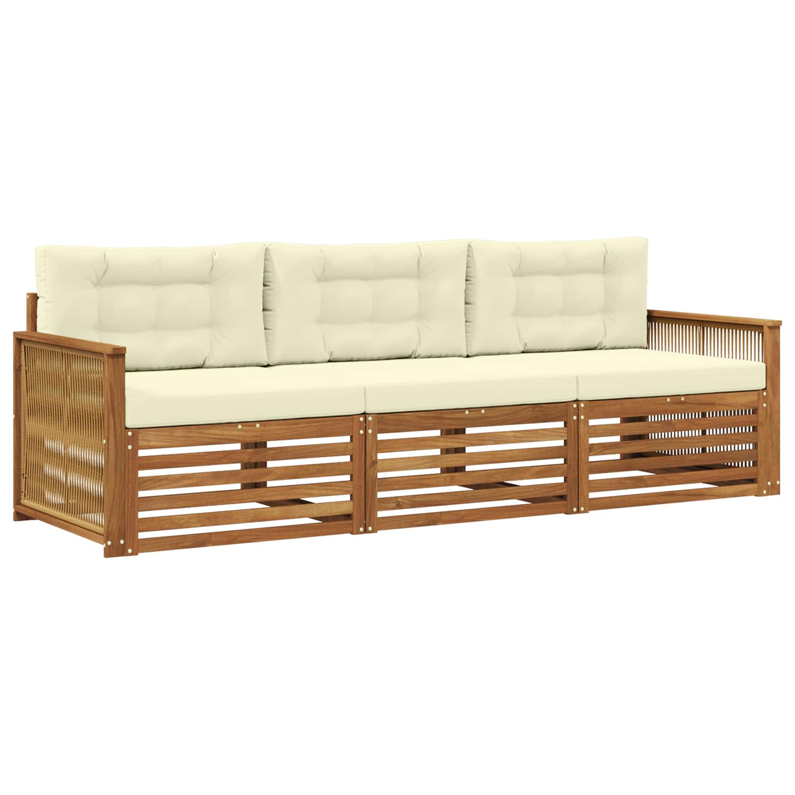 Set di divani da esterno con cuscino 3 pcs Naturale e Crema | homemem39