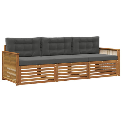 Set di divani da esterno con cuscino 3 pcs Naturale e Antracite | homemem39