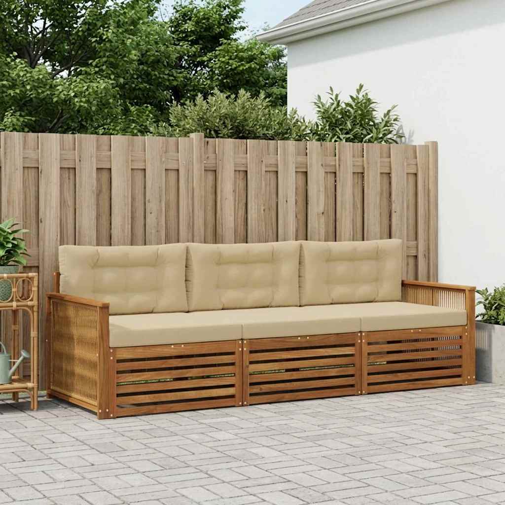 Set di divani da esterno con cuscino 3 pcs Naturale e Beige