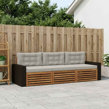 Set di divani da esterno 3 pcs Naturale e Grigio Chiaro | homemem39