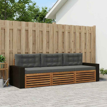 Set di divani da esterno 3 pcs Naturale e Antracite Poliestere | homemem39