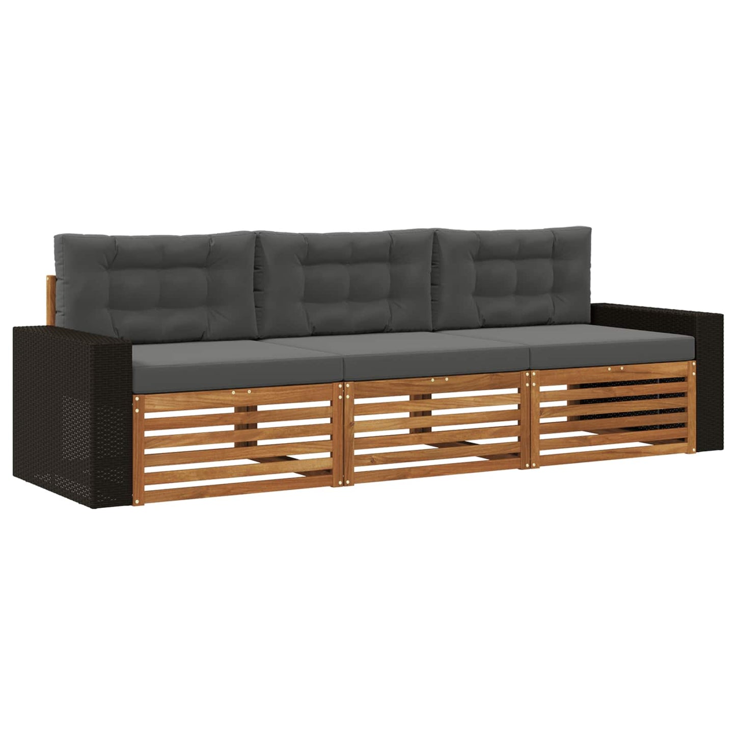 Set di divani da esterno 3 pcs Naturale e Antracite Poliestere | homemem39