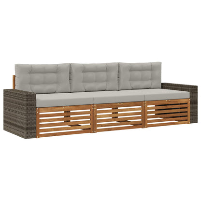 Set di divani da esterno 3 pcs Naturale e Grigio Chiaro | homemem39