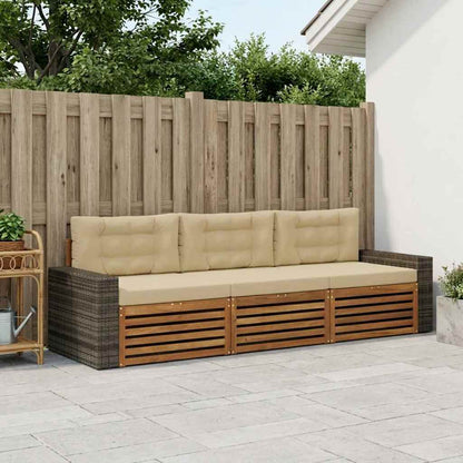 Set di divani da esterno 3 pcs Naturale e Beige Poliestere | homemem39