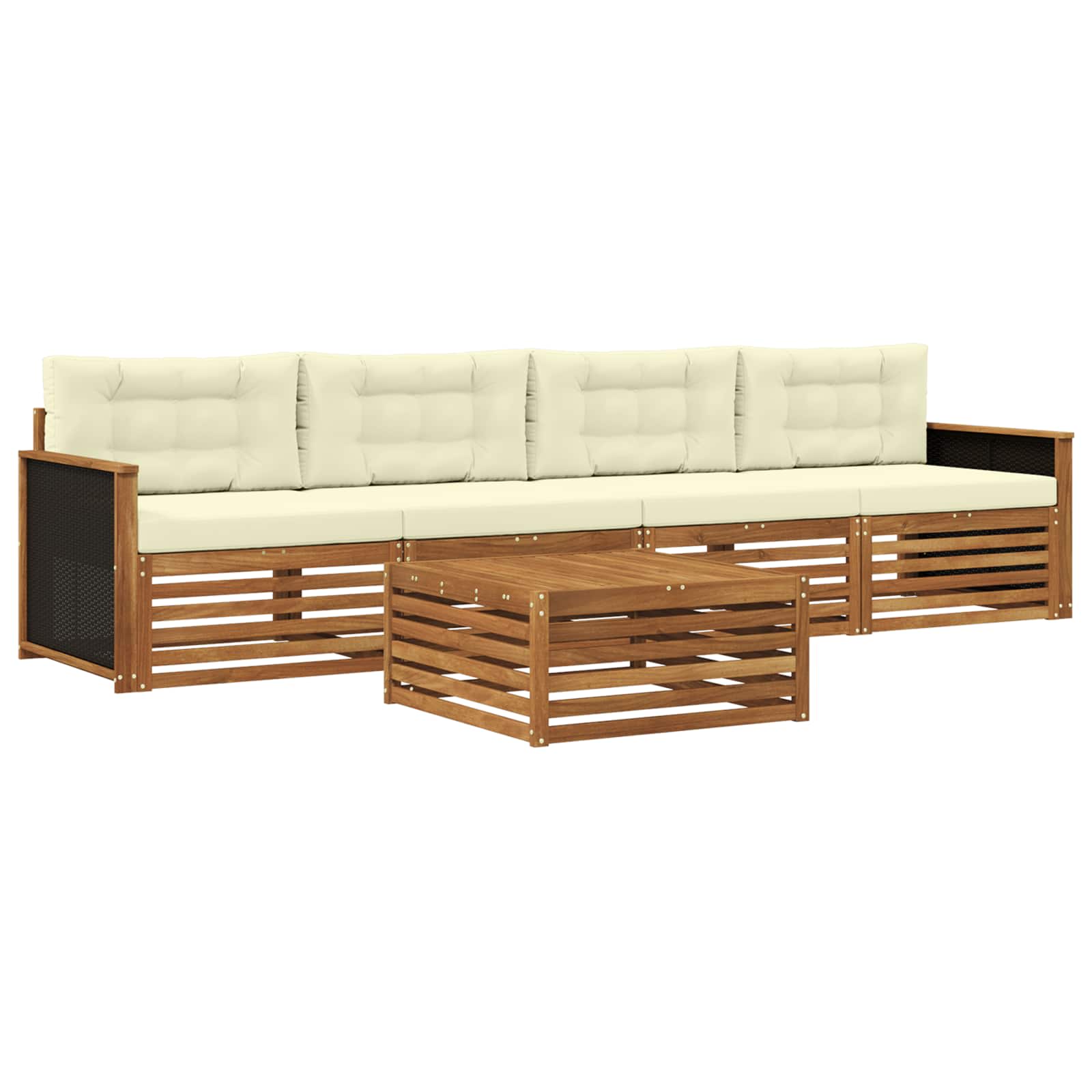 Set di divani da esterno con cuscino 5 pcs Naturale e Crema | homemem39