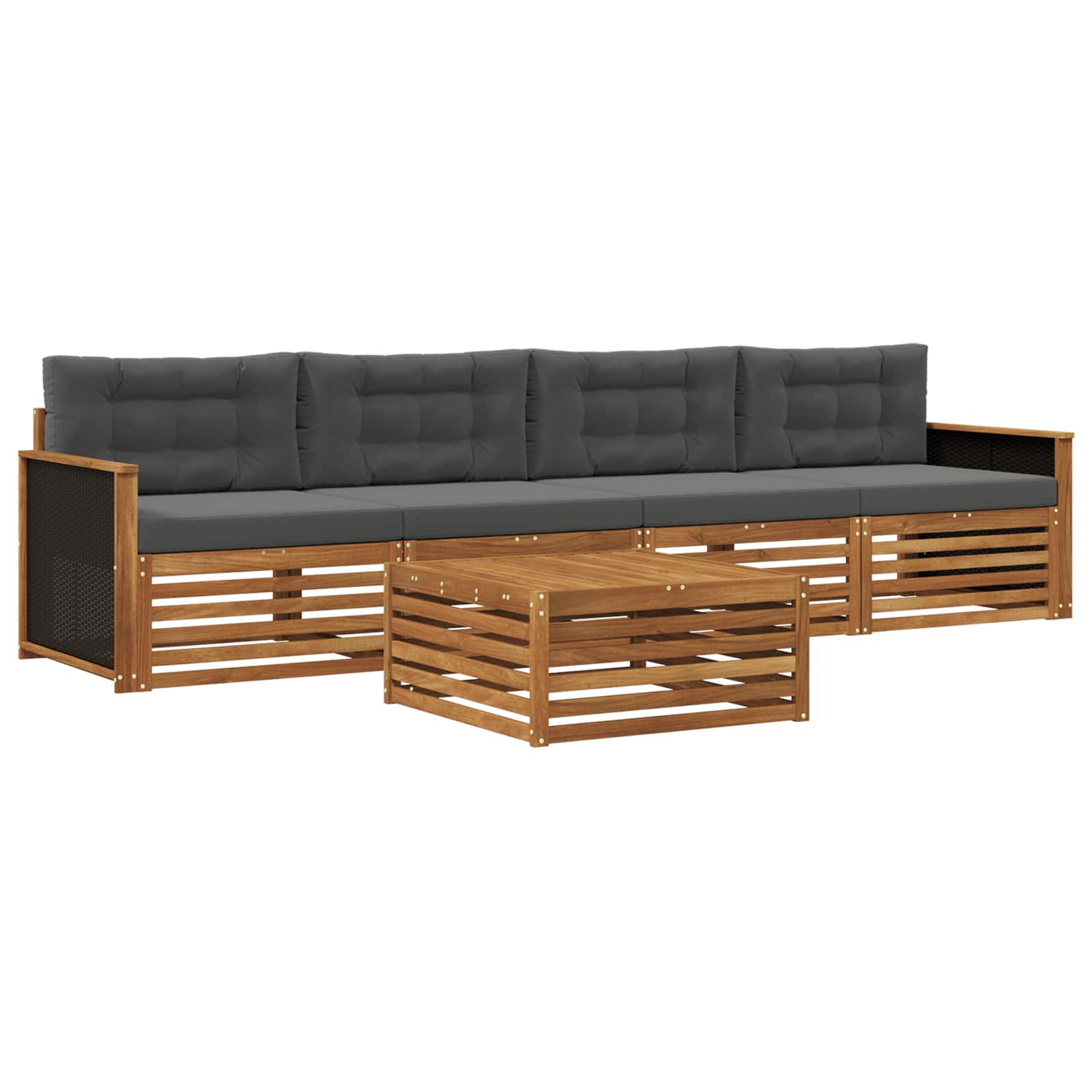 Set di divani da esterno con cuscino 5 pcs Naturale e Antracite | homemem39