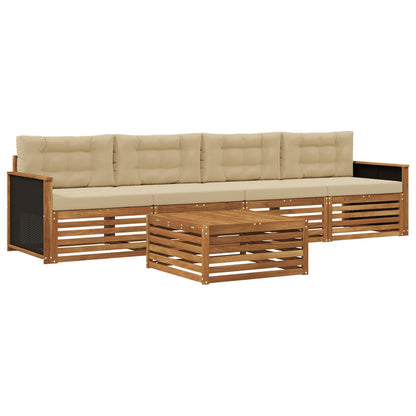 Set di divani da esterno con cuscino 5 pcs Naturale e Beige | homemem39