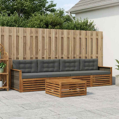 Set di divani da esterno con cuscino 5 pcs Naturale e Antracite | homemem39