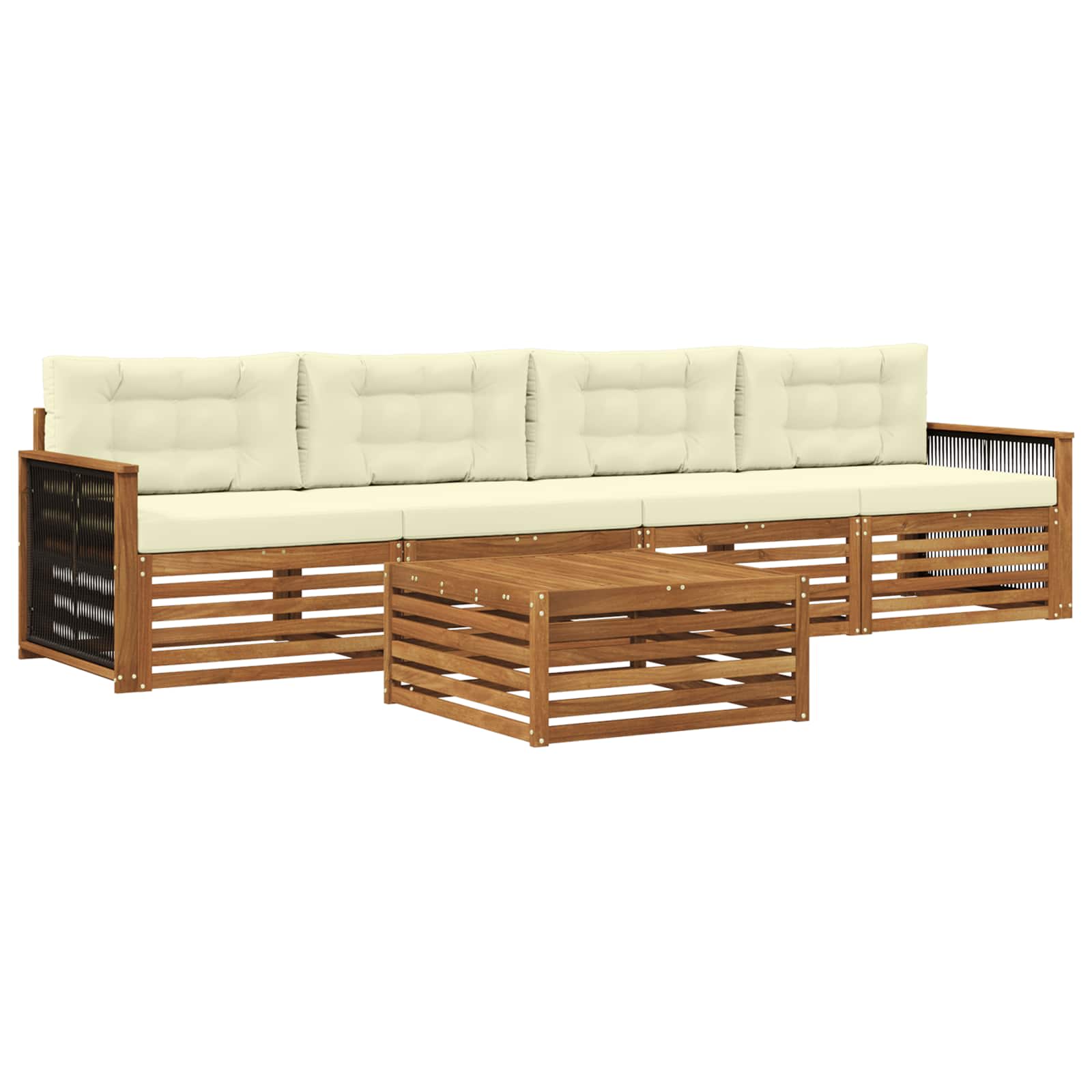 Set di divani da esterno con cuscino 5 pcs Naturale e Crema | homemem39