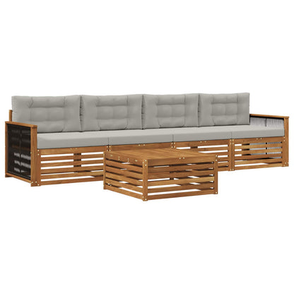 Set di divani da esterno 5 pcs Naturale e Grigio Chiaro | homemem39