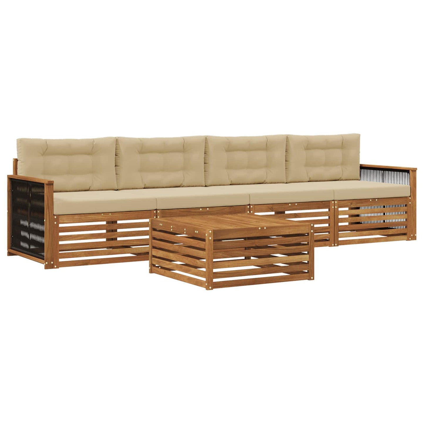 Set di divani da esterno 5 pz Naturale e Beige