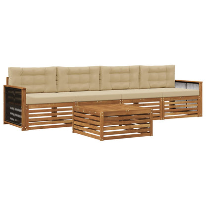 Set di divani da esterno 5 pz Naturale e Beige