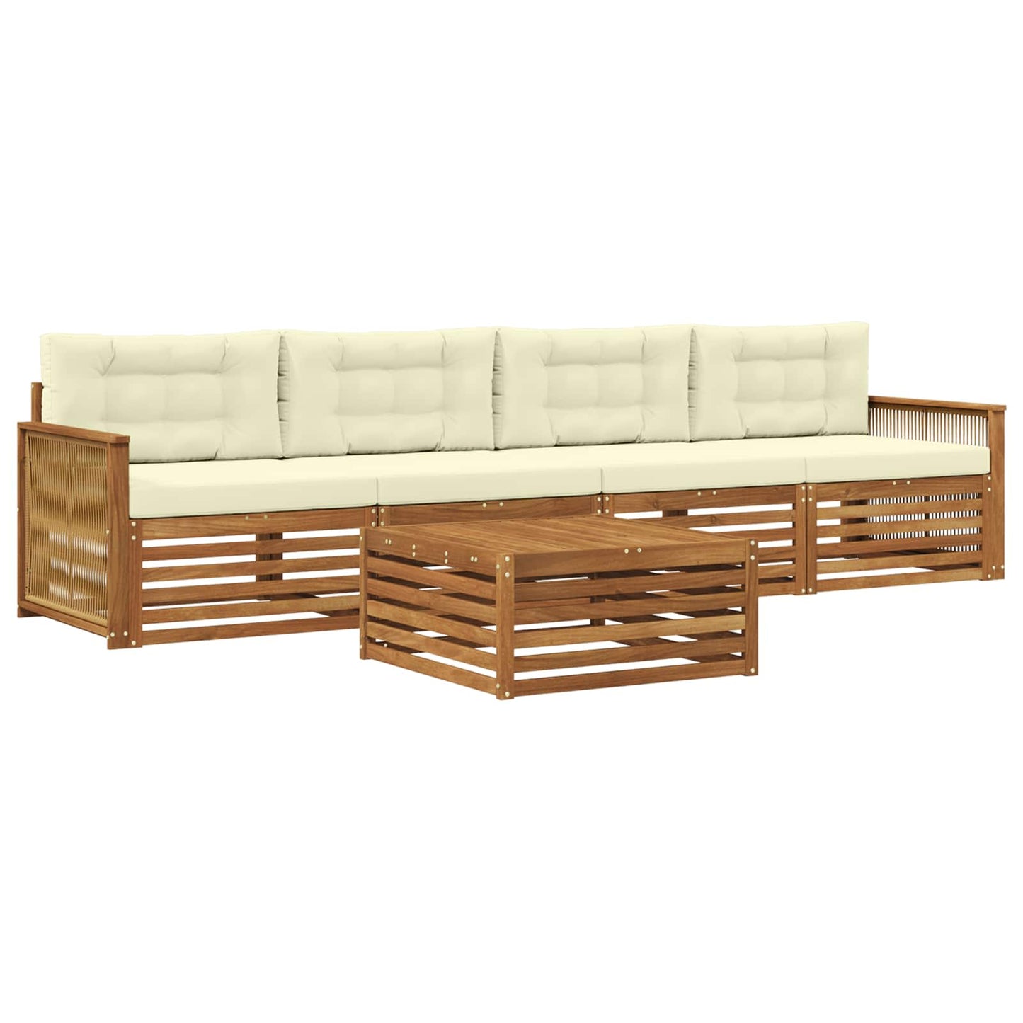 Set di divani da esterno con cuscino 5 pcs Naturale e Crema