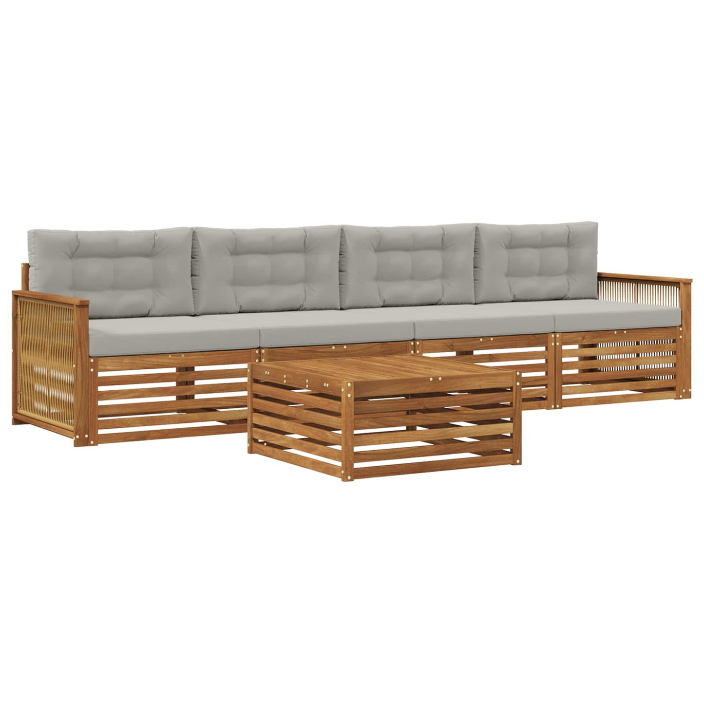 Set di divani da esterno 5 pcs Naturale e Grigio Chiaro | homemem39