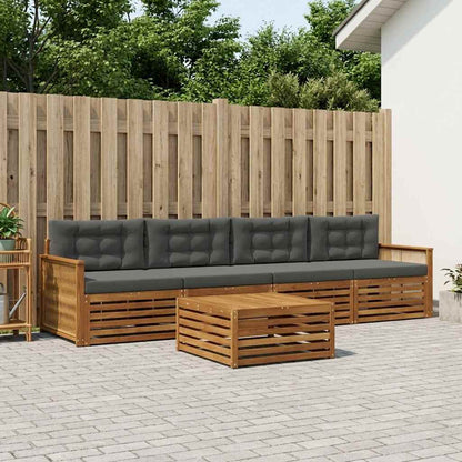 Set di divani da esterno con cuscino 5 pcs Naturale e Antracite | homemem39