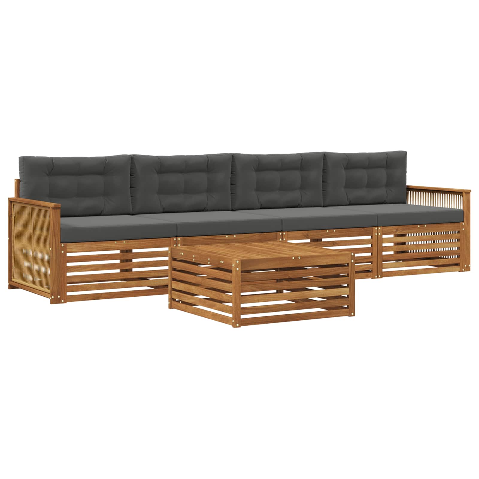 Set di divani da esterno con cuscino 5 pcs Naturale e Antracite | homemem39