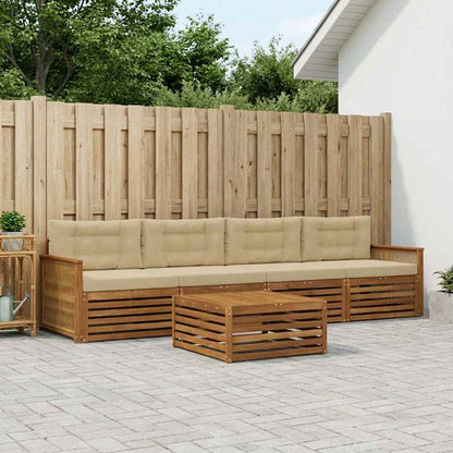 Set di divani da esterno con cuscino 5 pcs Naturale e Beige