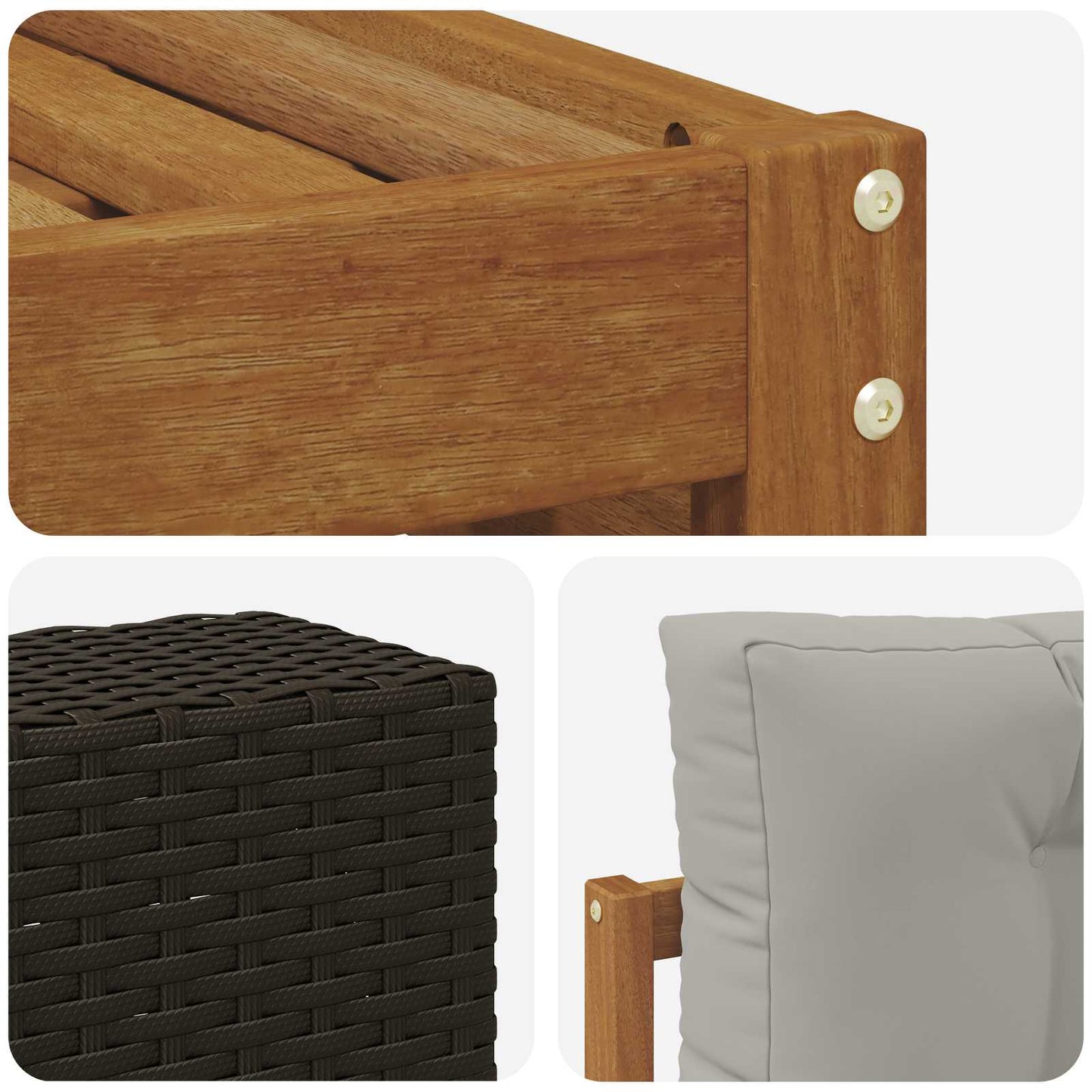 Set di divani da esterno 5 pcs Naturale e Grigio Chiaro | homemem39