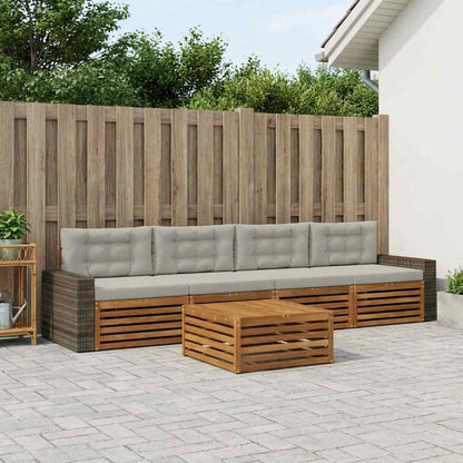 Set di divani da esterno 5 pcs Naturale e Grigio Chiaro | homemem39
