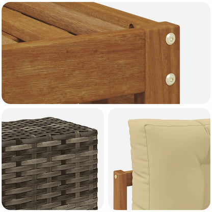 Set di divani da esterno con cuscino 5 pcs Naturale e Beige | homemem39