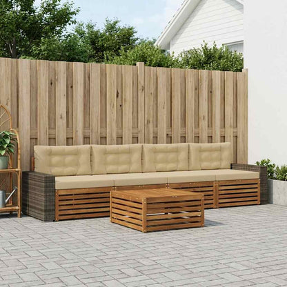 Set di divani da esterno con cuscino 5 pcs Naturale e Beige