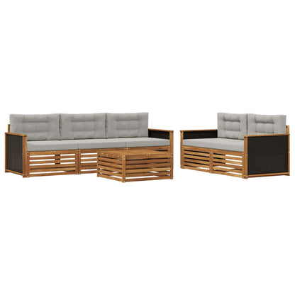 Set di divani da esterno 6 pcs Naturale e Grigio Chiaro