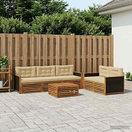 Set di divani da esterno 6 pcs Naturale e Beige