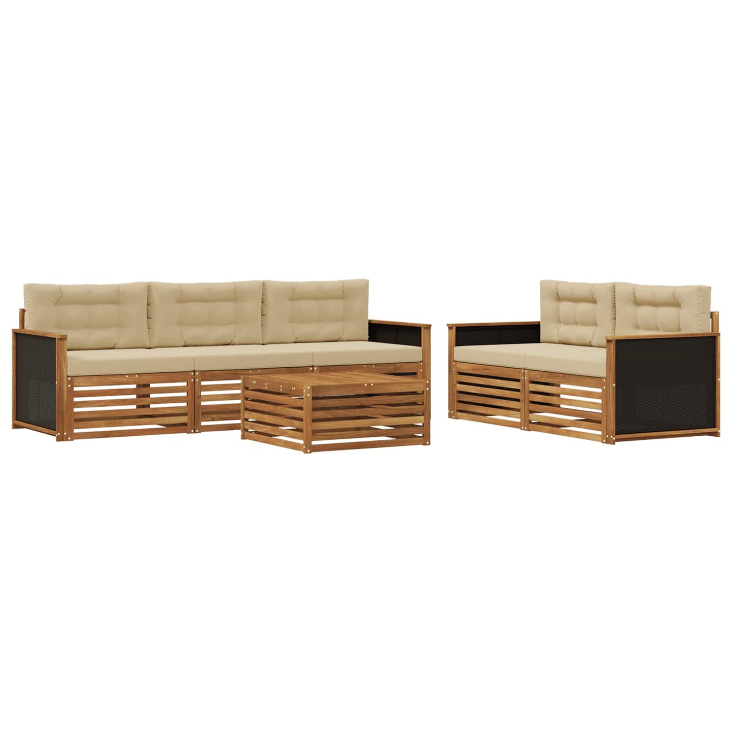 Set di divani da esterno 6 pcs Naturale e Beige
