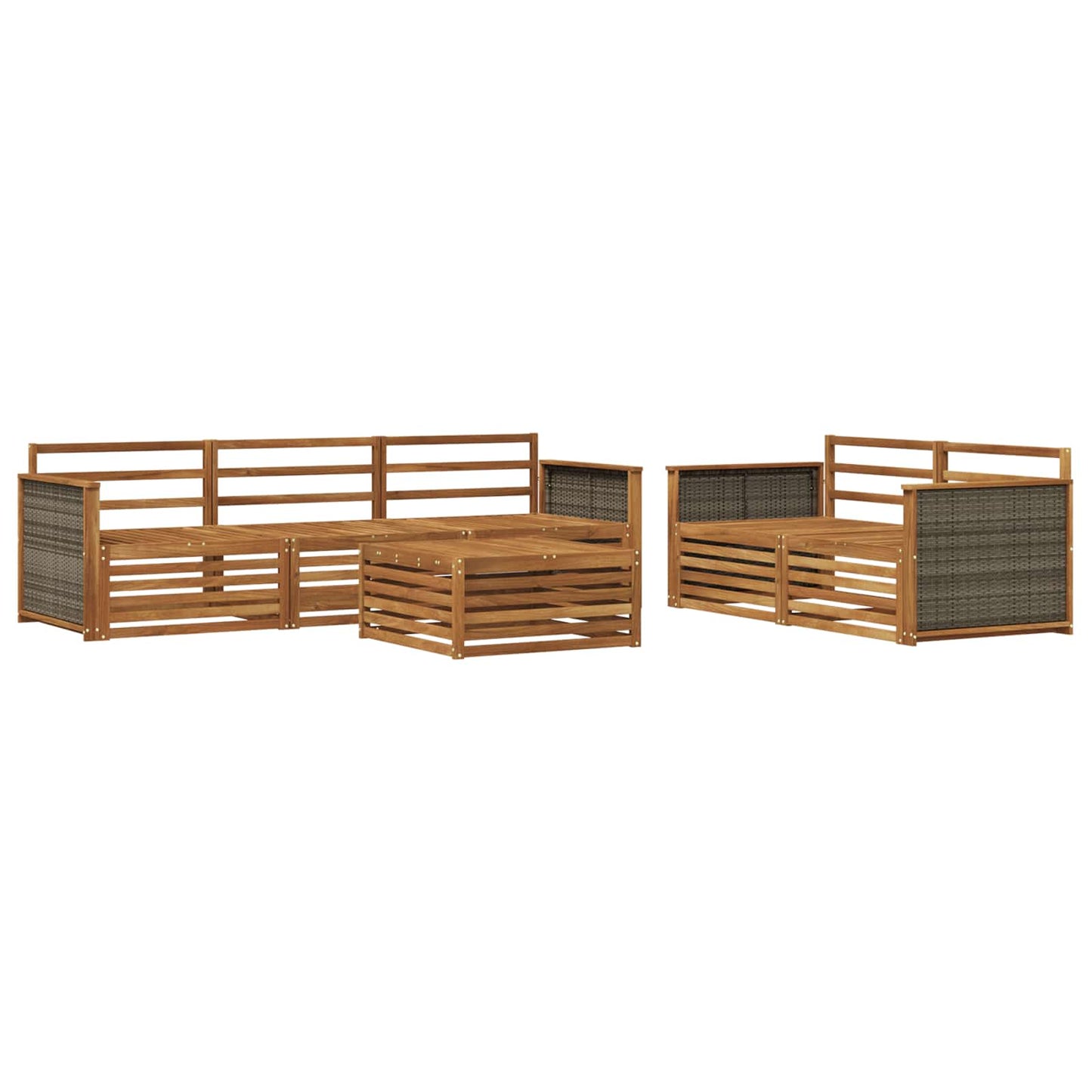 Set di divani da esterno 6 pz Naturale Legno di Acacia Massello