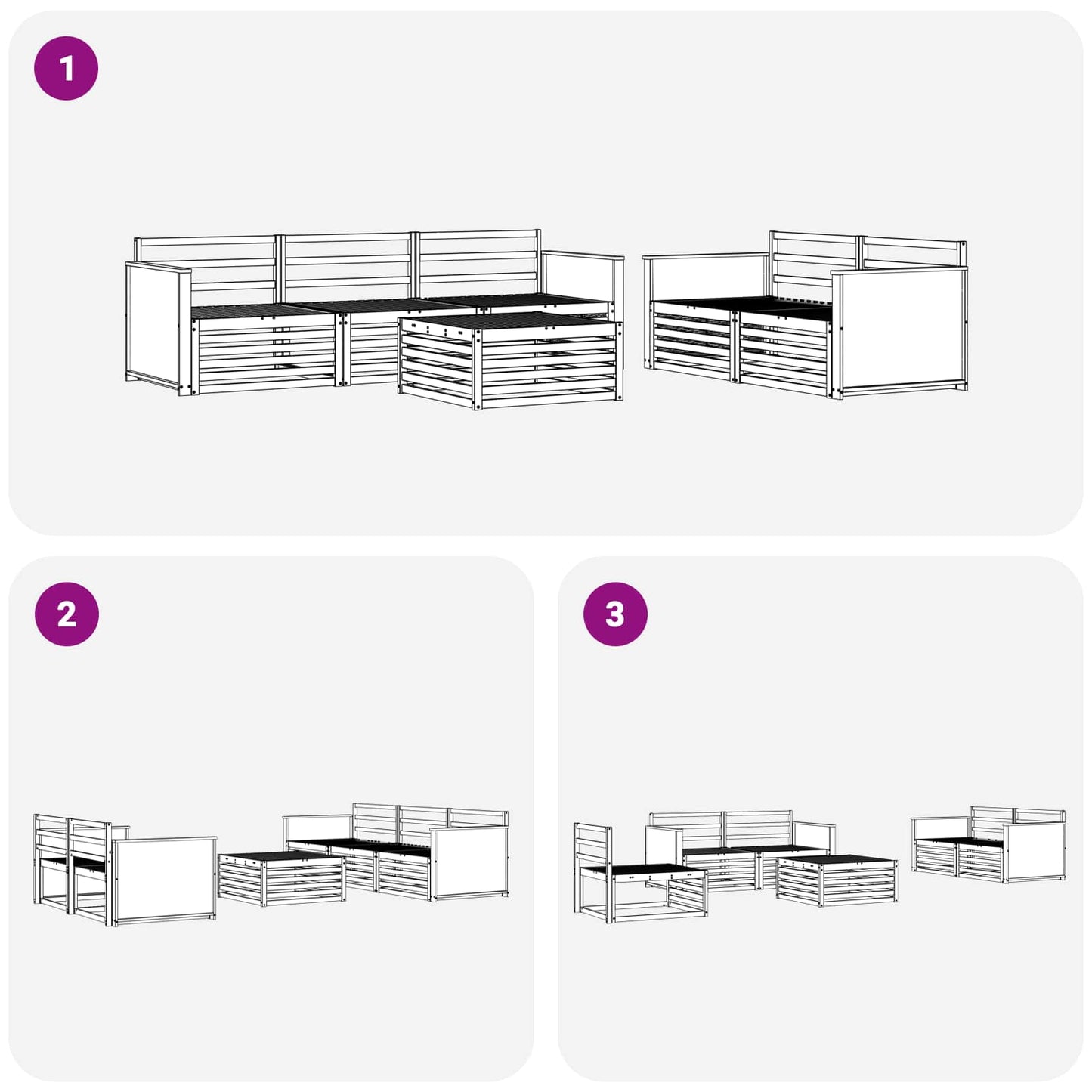 Set di divani da esterno 6 pcs Naturale