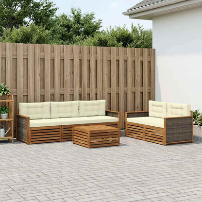 Set di divani da esterno con cuscino 6 pcs Naturale e Crema | homemem39