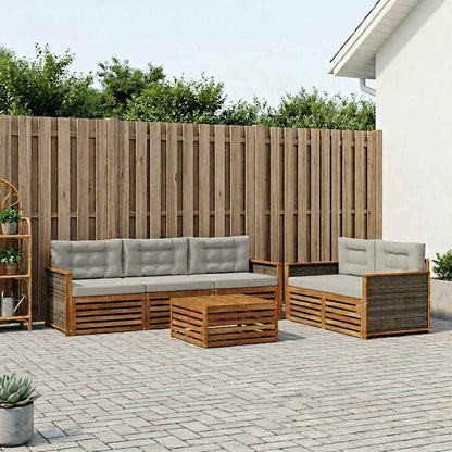 Set di divani da esterno 6 pcs Naturale e Grigio Chiaro