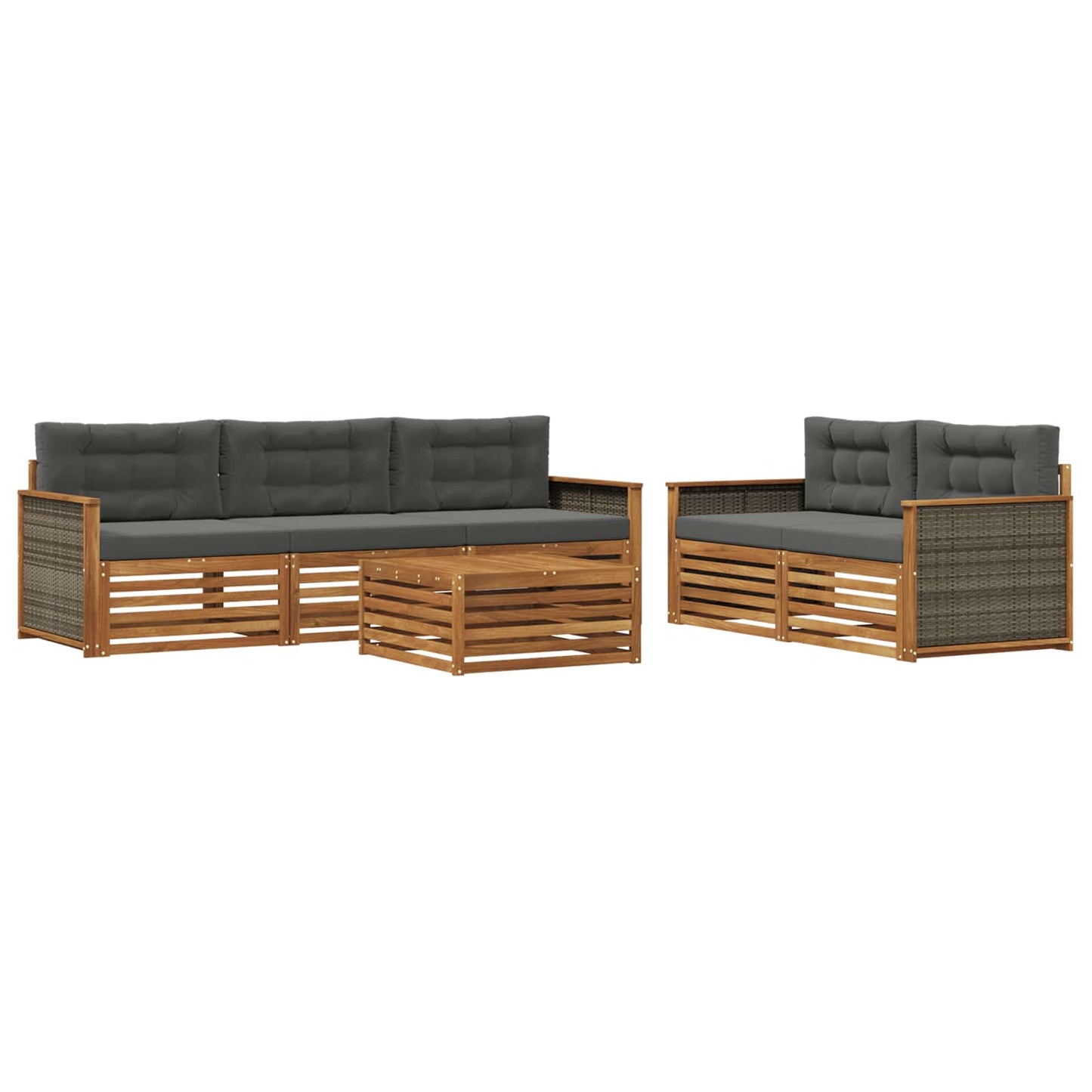 Set di divani da esterno con cuscino 6 pcs Naturale e Antracite