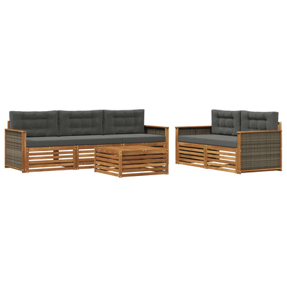 Set di divani da esterno con cuscino 6 pcs Naturale e Antracite