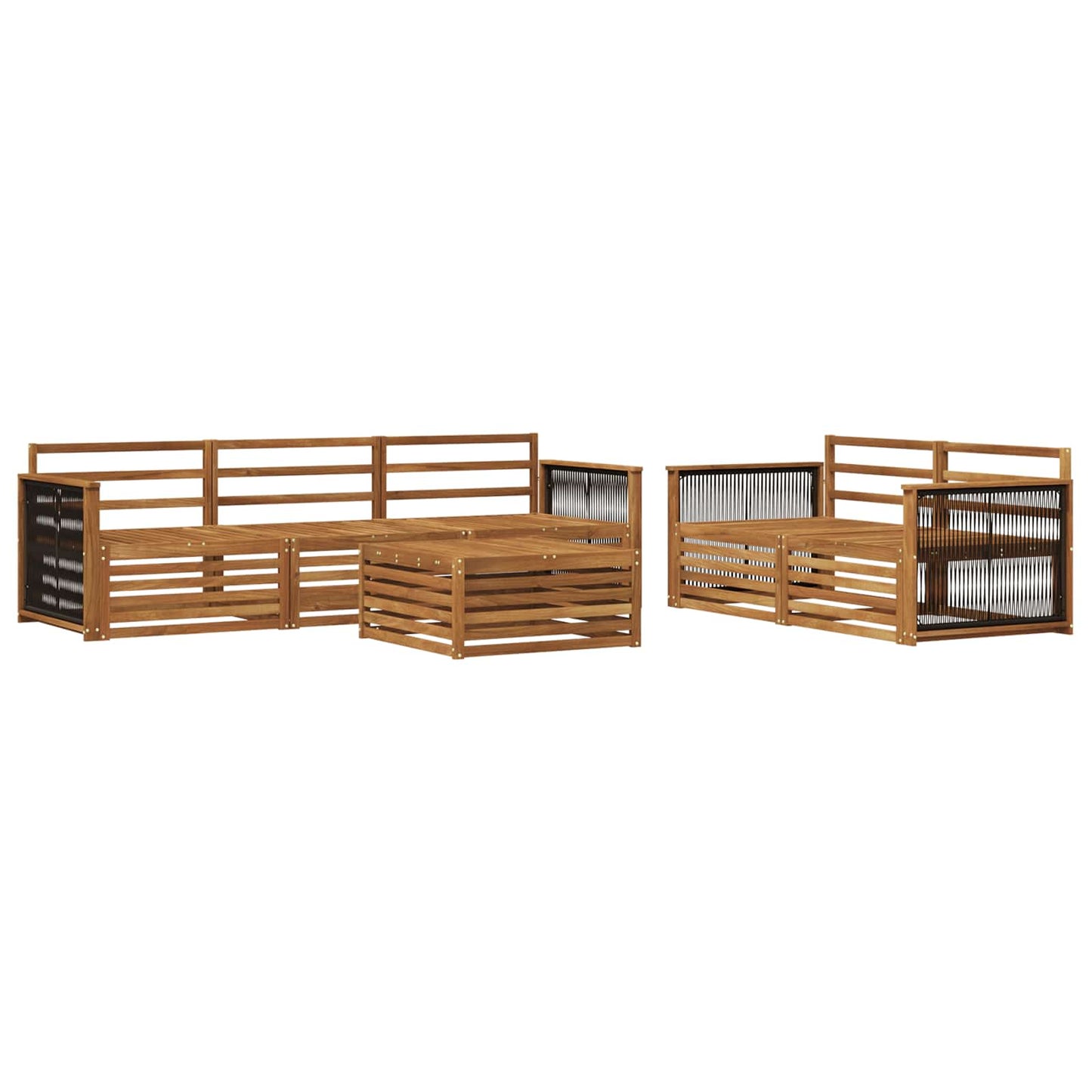 Set di divani da esterno 6 pz Naturale Legno di Acacia Massello