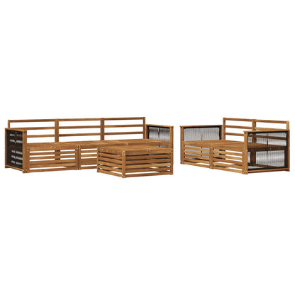 Set di divani da esterno 6 pz Naturale Legno di Acacia Massello