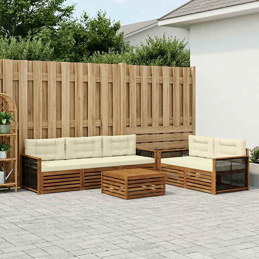 Set di divani da esterno con cuscino 6 pcs Naturale e Crema | homemem39