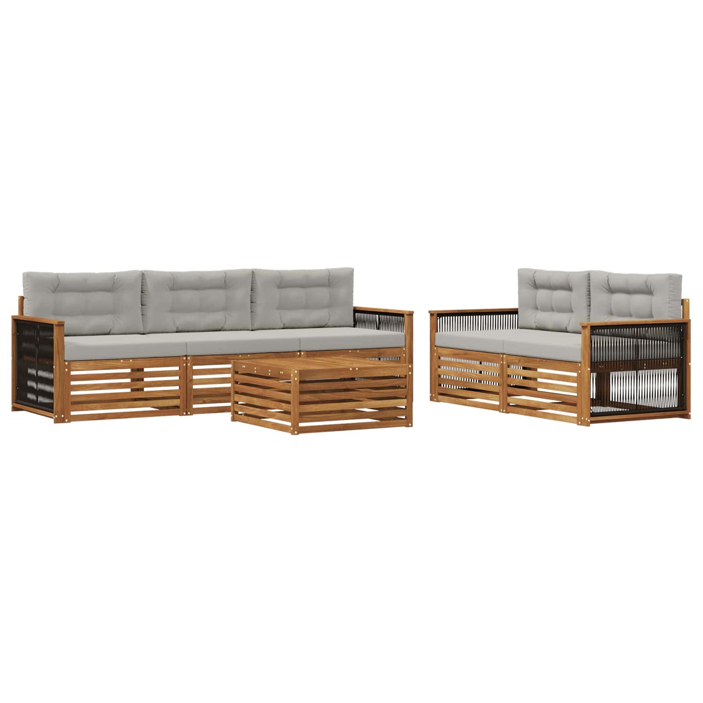 Set di divani da esterno 6 pcs Naturale e Grigio Chiaro | homemem39