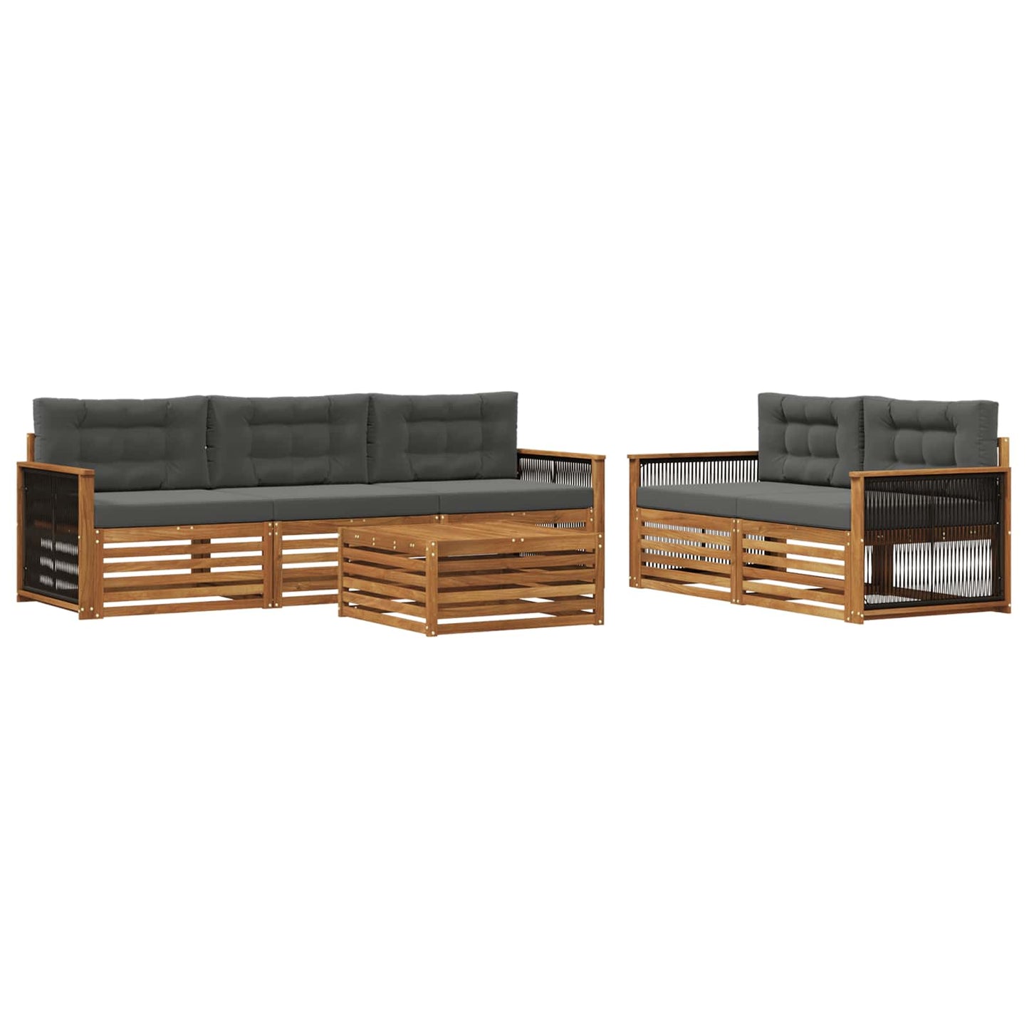 Set di divani da esterno con cuscino 6 pcs Naturale e Antracite