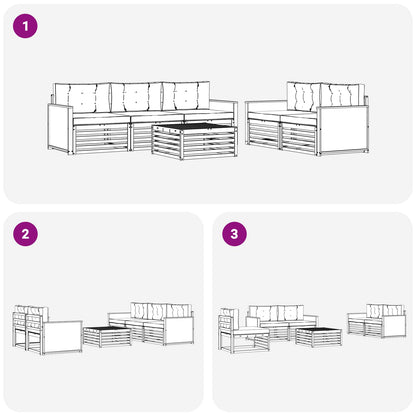 Set di divani da esterno con cuscino 6 pcs Naturale e Antracite | homemem39