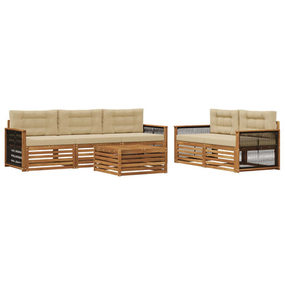 Set di divani da esterno con cuscino 6 pcs Naturale e Beige